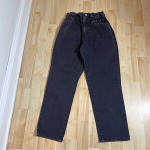 Pacsun Womens Black High Waisted Mom Jeans Paper bag Waist Size 26